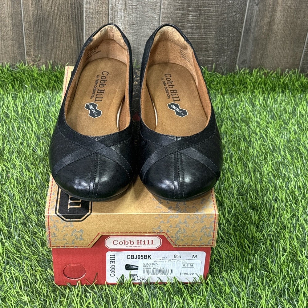 Cobb Hill New Balance Womens 8.5 Black Leather Ballerina Flats REVlite Comfort